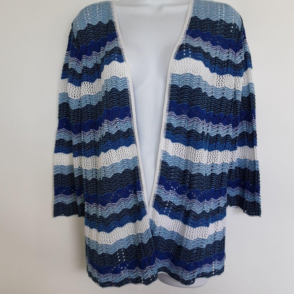 Christopher & Banks Blue Striped Knit Card…
